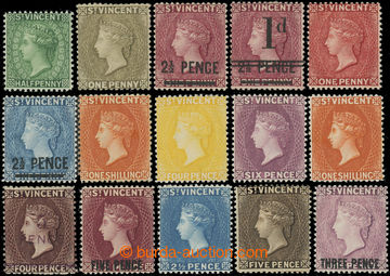 231469 - 1883-1897 SG.39, 40, 46-49, 56-63; 15 stamps of Victoria (Pe