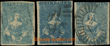231517 - 1850-1854 SG.7, 24, 31, Victoria 3P light blue - printing st