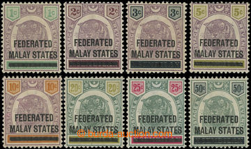 231544 - 1900 SG.1-8, Malaya tiger 1C - 50C (N. Sembilan) with overpr