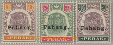 231545 - 1898 SG.19-21, Malajský tygr 10C - 50C (Perak) s přetiskem