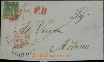 231551 - 1857 skládaný dopis do Modeny, vyfr. zn. Lev 4Gr verde gia