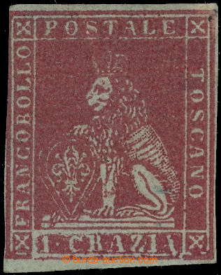 231553 - 1851 Sass.4d, Lion 1Cr carmino su grigio; nice piece with us