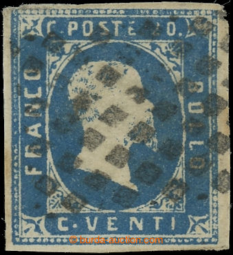 231558 - 1851 Sass.2h, Victor Emmanuel II. 20C celeste scuro; nice pi