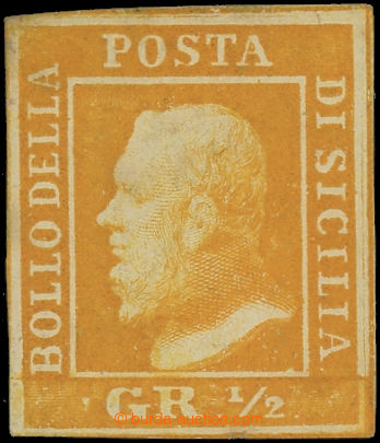 231563 - 1859 Sass.2a, Ferdinand II. ½Gr orange, Tavola II; overall 