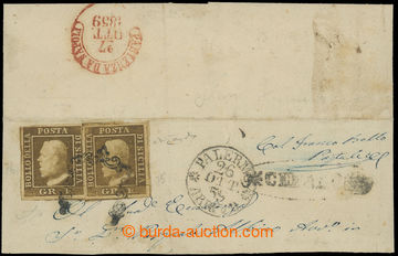 231576 - 1859 part of folded letter sent from Cegalu, franked with 2x