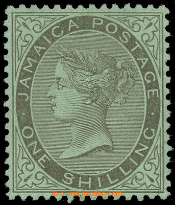 231577 - 1910 SG.54a, Victoria 1Sh black / green, sought printing err