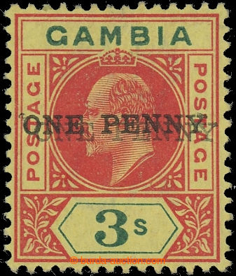 231585 - 1906 SG.70a, overprint Edward VII. 1P/3Sh, overprint ONE PEN