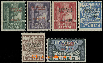 231620 - 1923 Sass.49-54, overprint 3b/10C - 3R/5L; c.v.. 400€