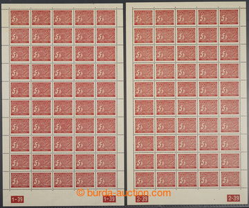 231656 - 1939 COUNTER SHEET / Pof.DL1, value 5h red, comp. 2 pcs of w