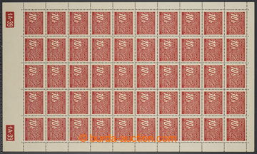 231657 - 1939 COUNTER SHEET / Pof.DL2, value 10h red, whole 50 pcs of