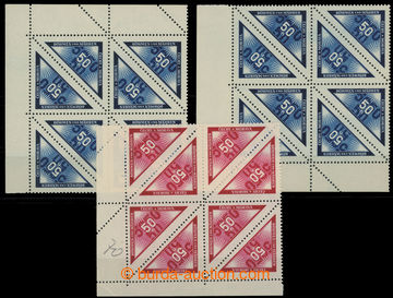 231737 - 1939 Pof.DR1-2, Doruční 50h modrá, horní a dolní levý 