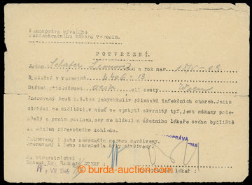 231741 - 1945 TEREZÍN / 2 dokumenty vydané po osvobození koncentra