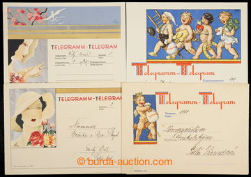 231784 - 1939-1940 OZDOBNÉ TELEGRAMY / sestava 5ks použitých ozdob