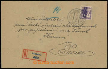 231798 - 1920 Reg letter sent in III. postal rate to Prague with simp