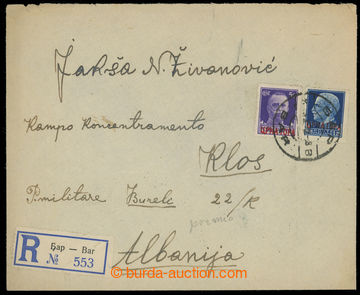 231802 - 1942 C.C. KLOS / Reg letter sent from Montenegro to Italian 
