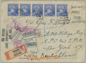 231871 - 1946 Reg letter sent from Prague to USA to FP APO 403, frank