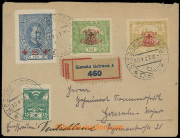 231878 - 1921 R-dopis zaslaný do Německa, vyfr. celou sérií Červ
