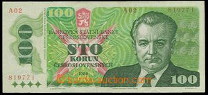 23195 - 1989 ČSSR  100Kčs Gottwald , kvalita 2