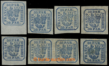 231957 - 1862 Mi.10I, 10II, 1x EINZELDRUCK krajová Znak 30Pa modrá,