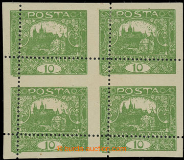 231963 -  Pof.6C production flaw, 10h green, block of four with signi
