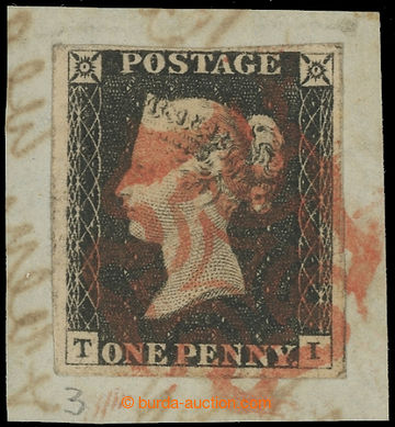 231982 - 1840 SG.2, Penny Black, black ,plate 3 letters T-I, on cut-s