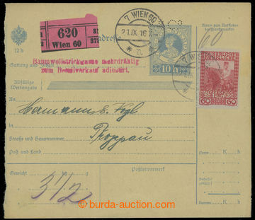 232125 - 1916 Maxa S41, larger part of parcel card with imprinted sta