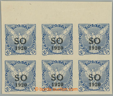 232275 -  Pof.SO31, Newspaper stamp 20h blue, block of 6 with upper m
