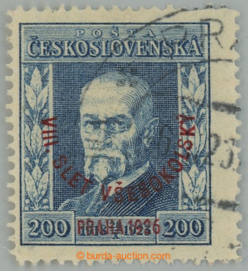 232421 - 1926 Pof.185, Slet 200h modrá, 1ks s průsvitkou P7; razít