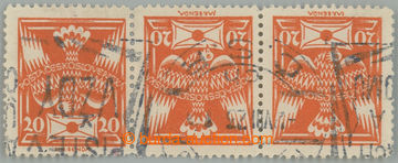 232431 -  Pof.148B TBa, Pigeon-issue 20h orange, str-of-3 with thin/c