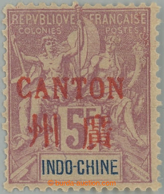 232461 - 1901 KANTON / Yv.16, overprint Allegory (Mouchon) 5Fr with r