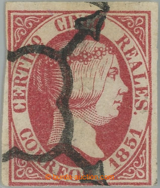 232554 - 1851 Mi.9, Isabela II. 5R tmavě růžová; pěkný kus, dol