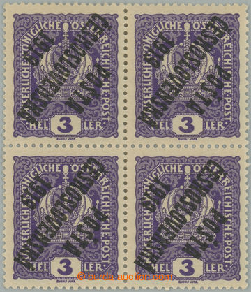 232592 -  Pof.33 Pp, Koruna 3h fialová ve 4-bloku s převrácenými 