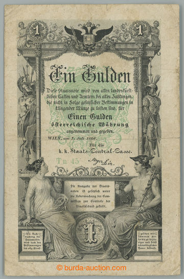 232601 - 1866 Pi.A150, 1 Gulden 1866, série Tn 45; křížem přelo
