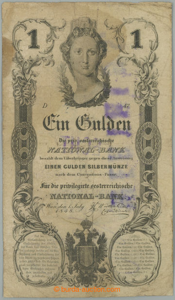 232605 - 1848 Pi.A81, 1 Gulden 1848, série D47, na rubu fialová raz