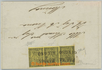 232678 - 1852 Sass.1, Znak 5C ve vodorovné 3-pásce na dopisu z Parm