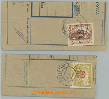 232690 - 1920 dva ústřižky poštovní průvodky vyfr. přetiskový