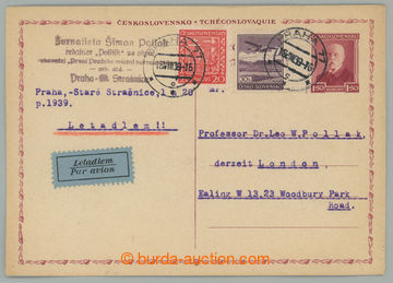 232702 - 1939 parallel Czechosl. PC abroad CDV51, T. G. Masaryk 1,50C