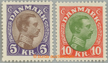 232720 - 1927 Mi.175-176, Christian X. 5 Kr and 10Kr; first hinges, c