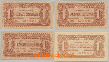 232744 - 1944 Ba.56, 1 Koruna 1944, selection of 4ks: 3x set EA (post
