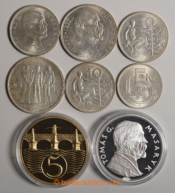 232791 - 1928-1937 ČSR I. / sestava 6ks Ag mincí: 5Kč 1929, stav 1