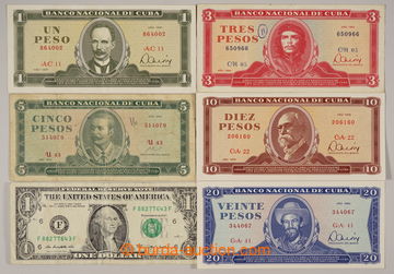 232814 - 1972-1983 KUBA, USA / sestava 6ks bankovek: Pi.102b - 1 Peso
