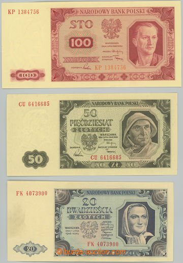 232824 - 1948 POLSKO / sestava 3 bankovek: Pi.137 - 20 Złotych 1948,