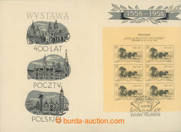 232827 - 1958 Mi.1072, výstava 400 let polské pošty, aršík se 6 