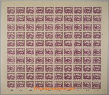 232873 -  COUNTER SHEET / Pof.2, 3h violet, complete 100 stamps sheet