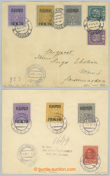 233085 - 1918 2 Let-dopisy se vyfr. sérií FLUGPOST, první vyfr. zn