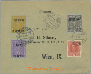 233086 - 1918 PRVNÍ LET / dopis se sérií FLUGPOST 1,5K-4K šedý p