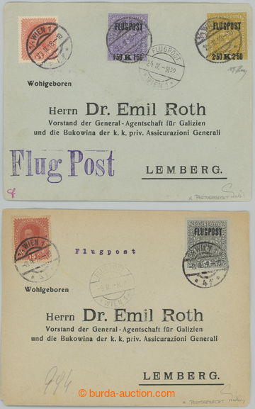 233087 - 1918 2 air-mail letters from Vienna to Lviv, April 1918, wit