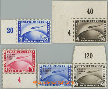 233098 - 1928, 1931 Mi.423-424, 456-458, Graf Zeppelin 2RM-4RM + Pola