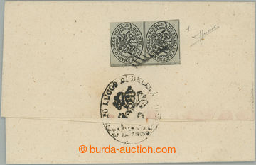 233103 - 1852 Sass.1, pair Coat of arms Mezzo Bajo grey, on printed-m