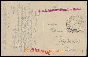 23311 - 1918 K.u.K Epidemiespital in Kielce - red straight line post
